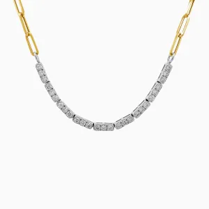 Rhodium Diamond Bars on Paperclip chain