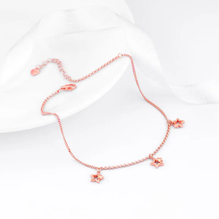 Rose Gold Merging Stars Anklet