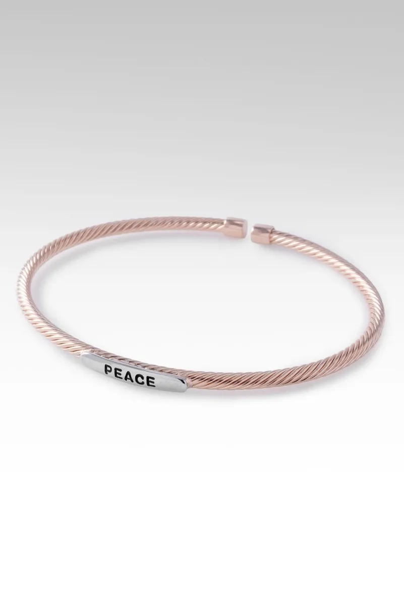 Rose Gold Peace & Hope Cuff? in Rhodium Over Sterling Silver