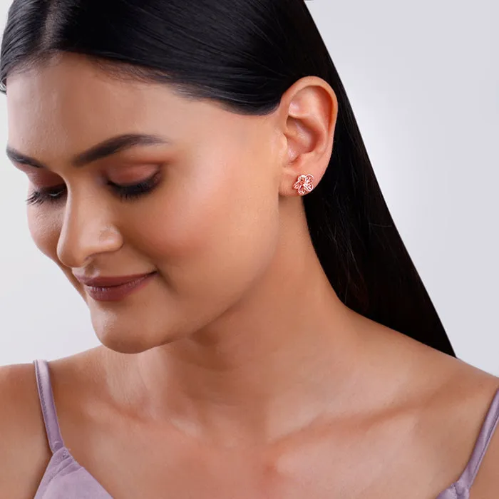 Rose Gold Periwinkle Filigree Earrings