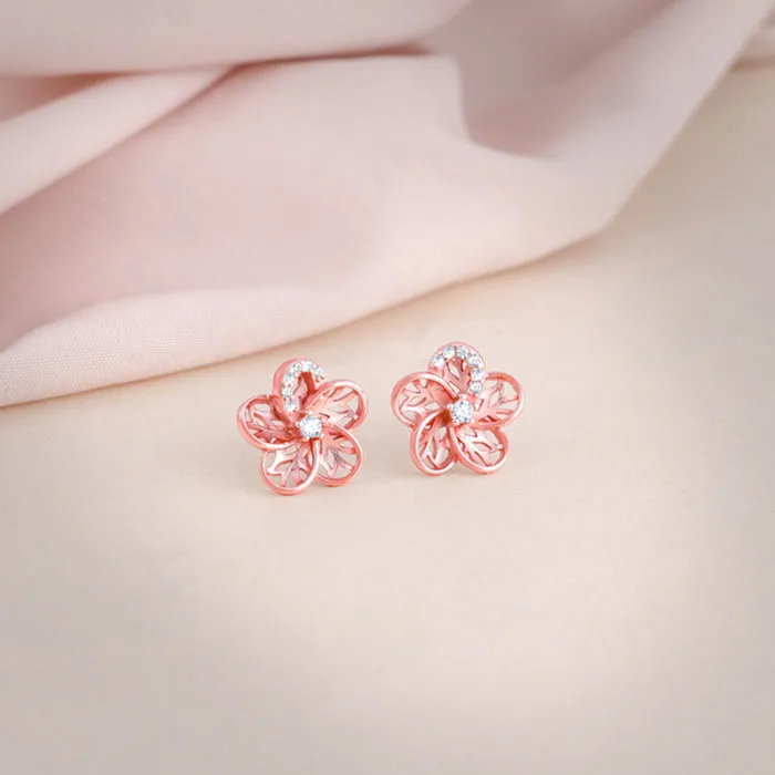 Rose Gold Periwinkle Filigree Earrings
