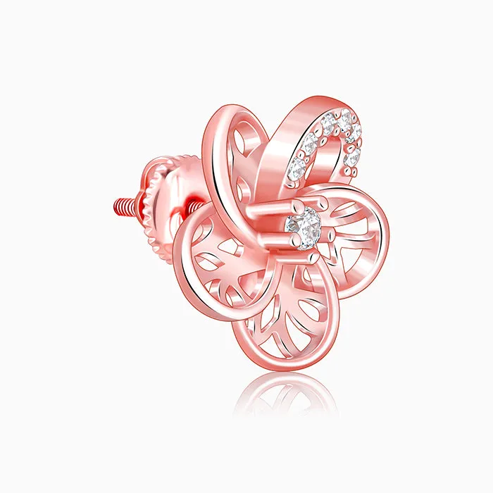 Rose Gold Periwinkle Filigree Earrings