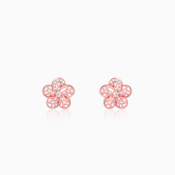 Rose Gold Periwinkle Filigree Earrings