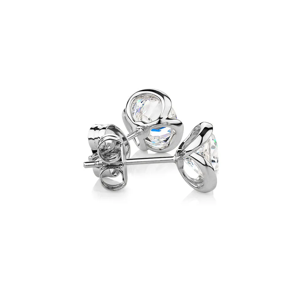 Round Brilliant stud earrings with 2 carats* of diamond simulants in 10 carat white gold