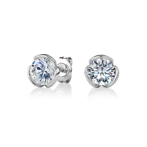 Round Brilliant stud earrings with 2 carats* of diamond simulants in 10 carat white gold