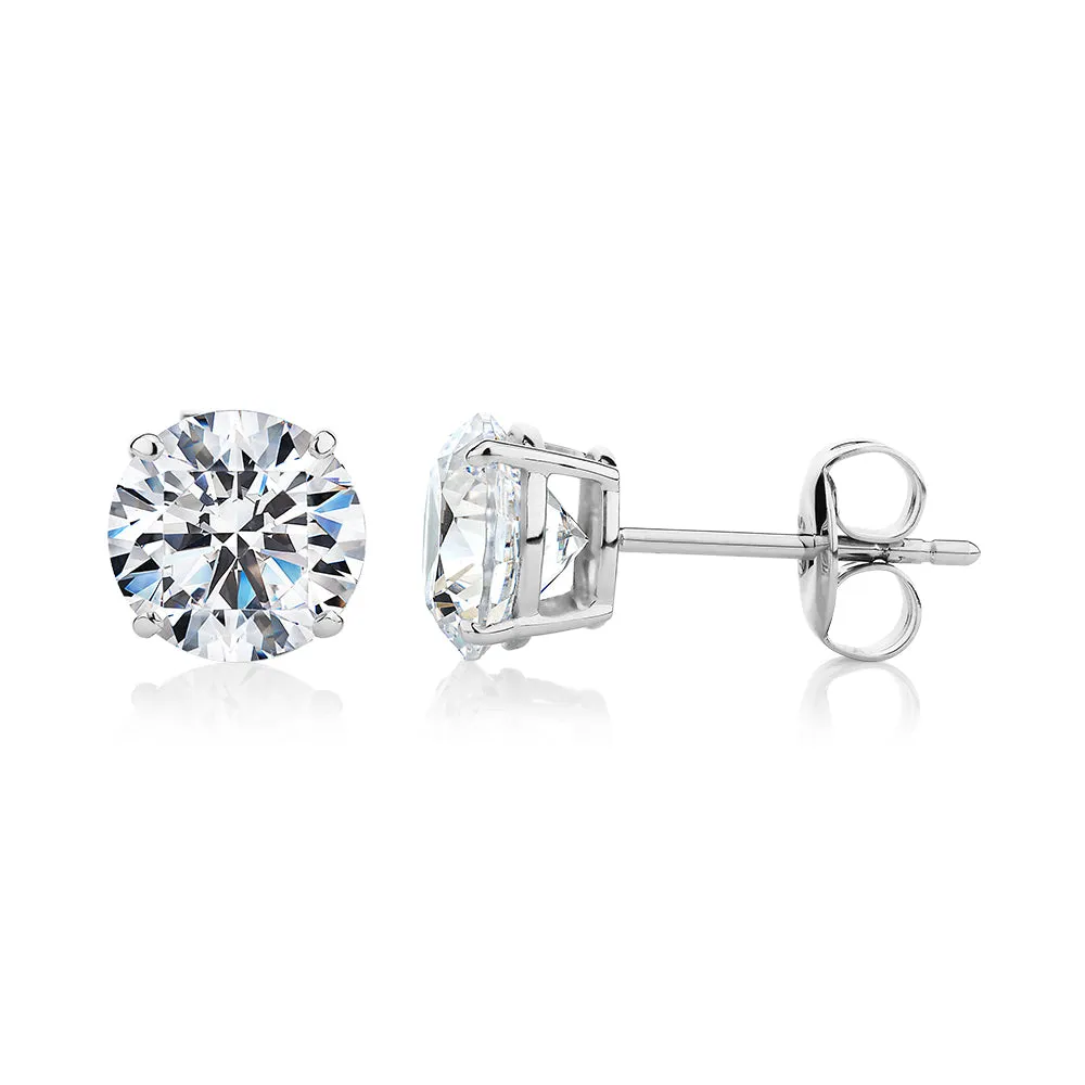 Round Brilliant stud earrings with 3 carats* of diamond simulants in 10 carat white gold