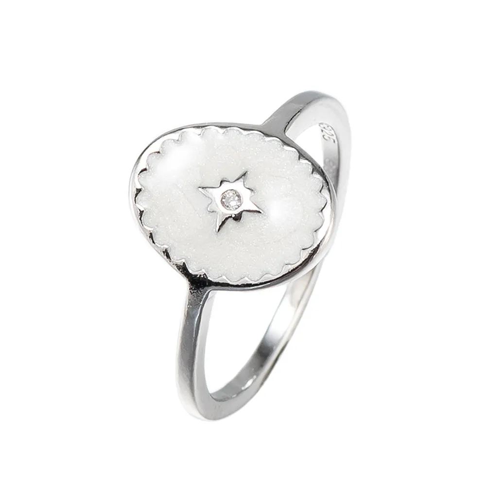 Round CZ North Star Ring