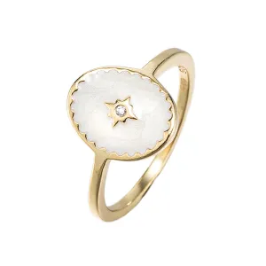 Round CZ North Star Ring