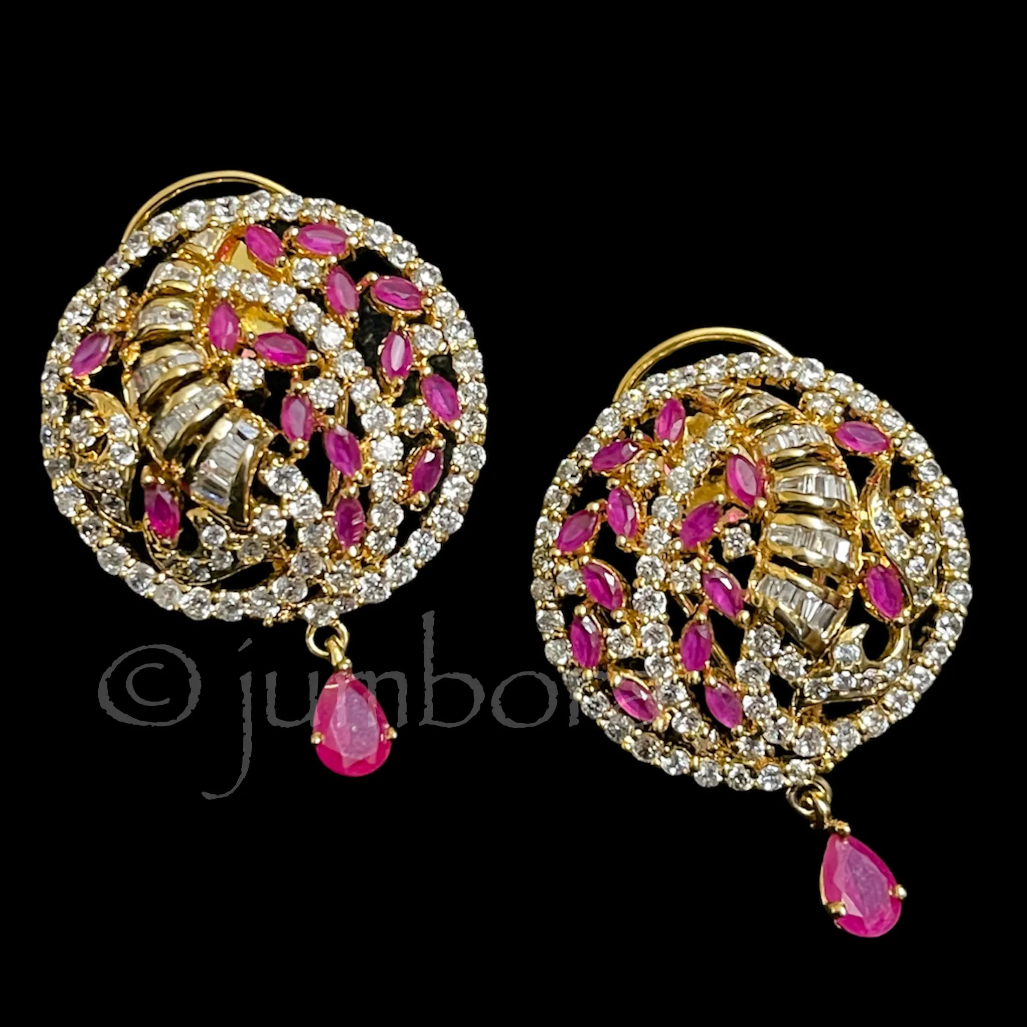 Royal Ruby and White AD Zircon (CZ) Pendant Set in Hydrobeads Mala