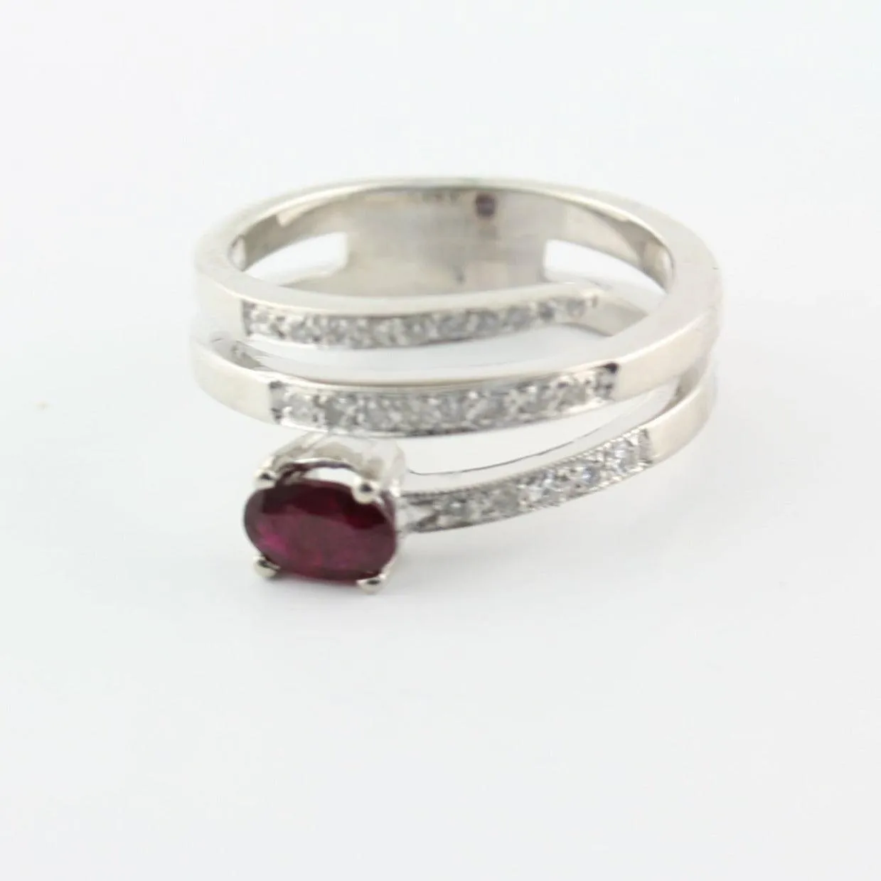 Ruby and Diamond Ring Band White Gold