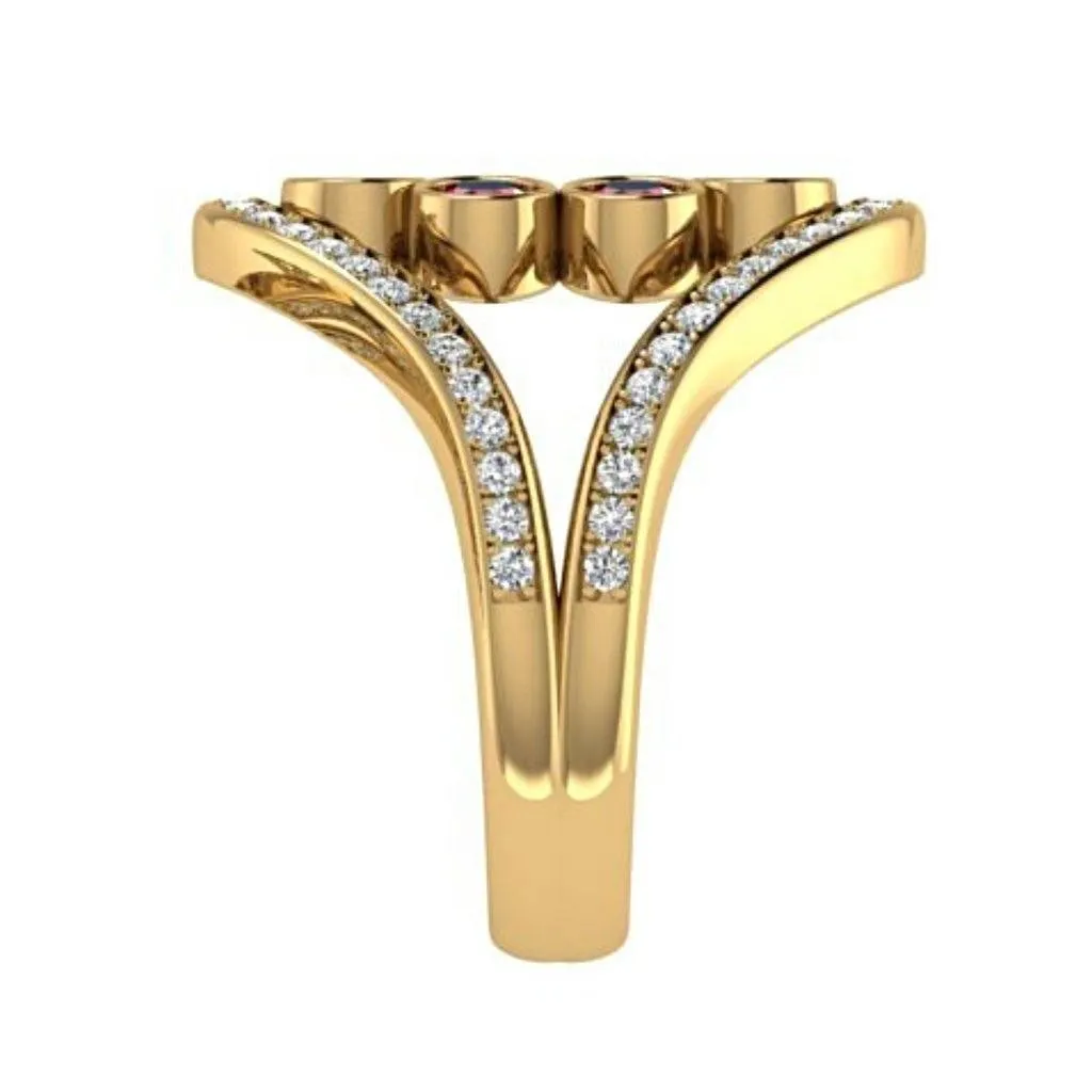 Ruby and Diamond Split Shank Ring 18K Yellow Gold