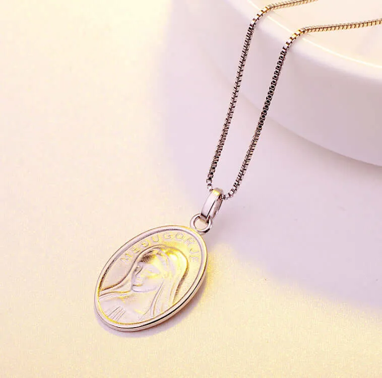 S925 Religious Relics Faith Good Luck Virgin Mary Virgencita Necklace