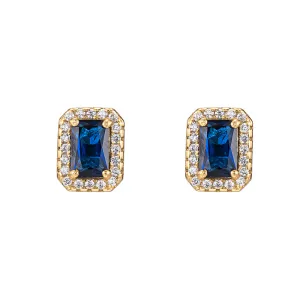 Sapphire and CZ Stud Earrings