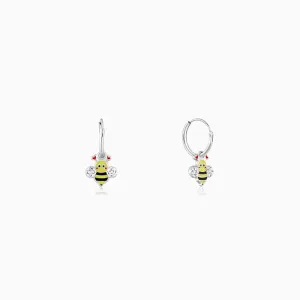 Silver Cheery Bee Kids Hoop Earrings (4-12 yrs)