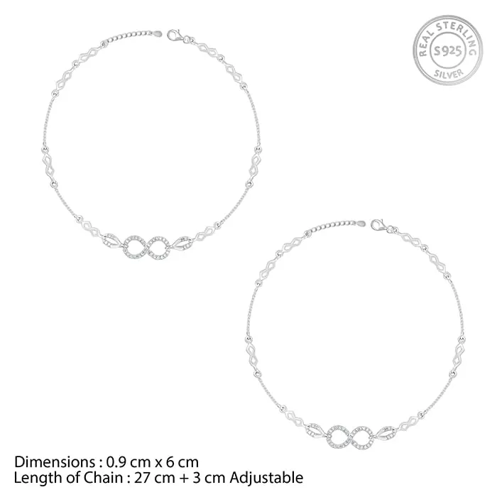 Silver Graceful Infinity Anklet