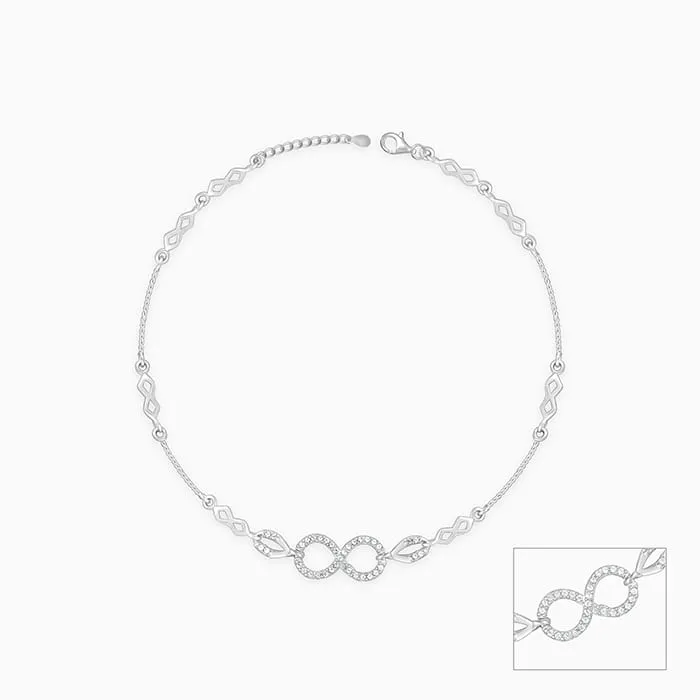 Silver Graceful Infinity Anklet