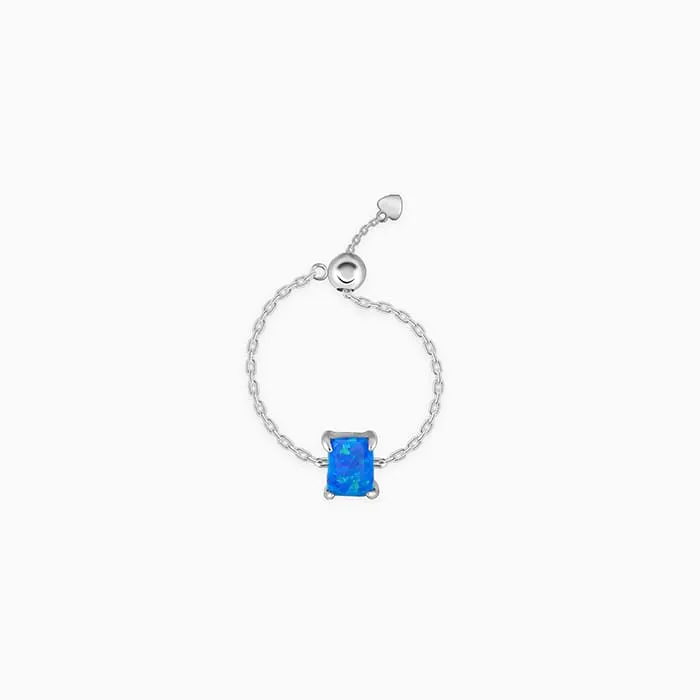 Silver Opal Rectangle Chain Ring