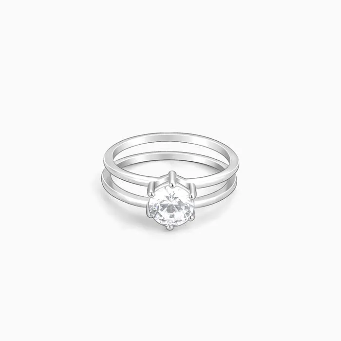 Silver Radiant 2-in-1 Detachable Rings