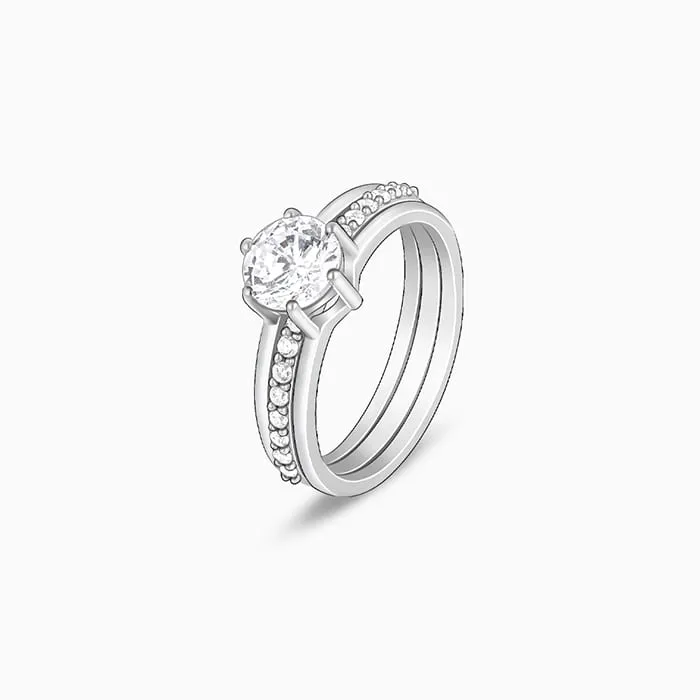 Silver Radiant 2-in-1 Detachable Rings