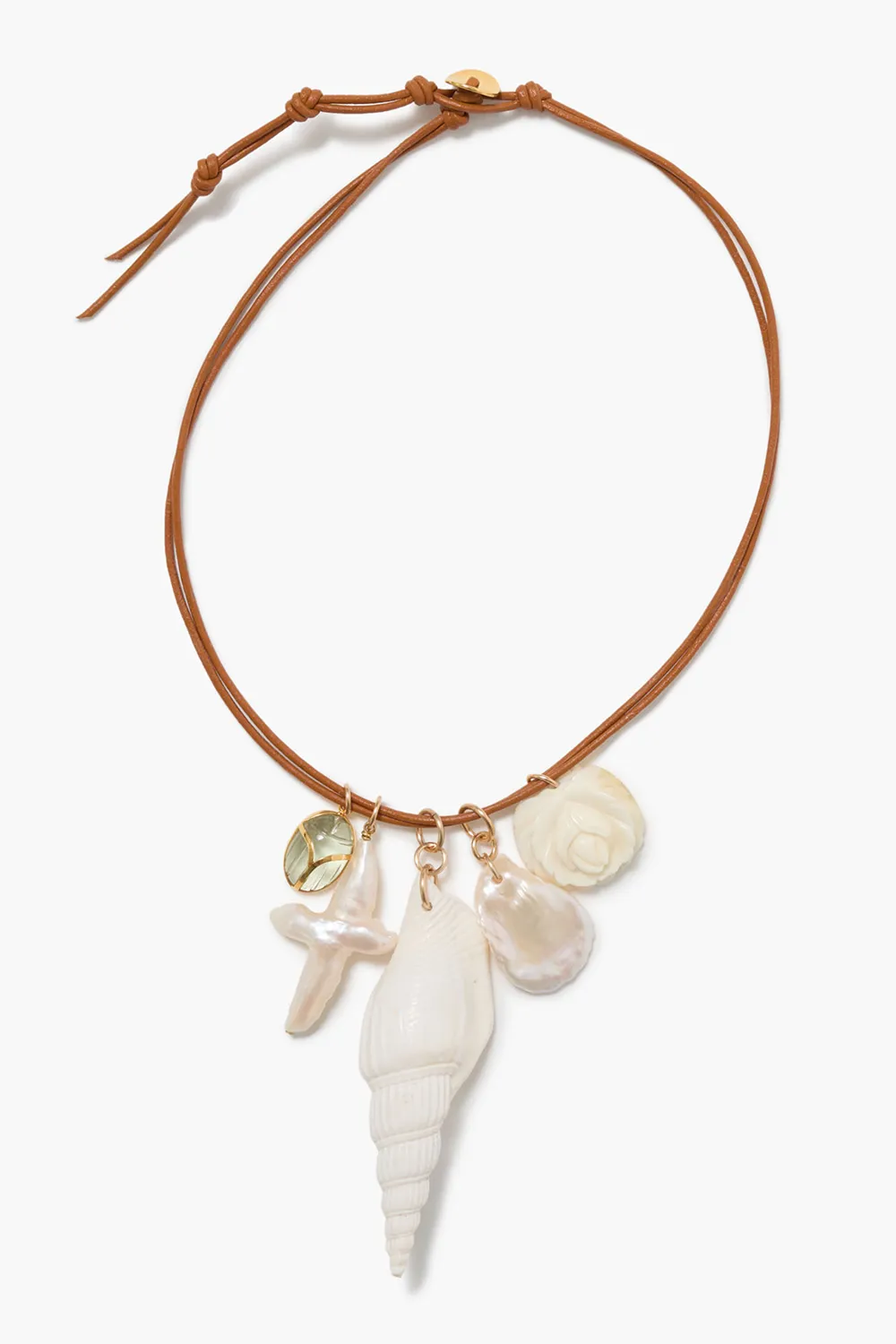 Sirena Charm Necklace White Pearl