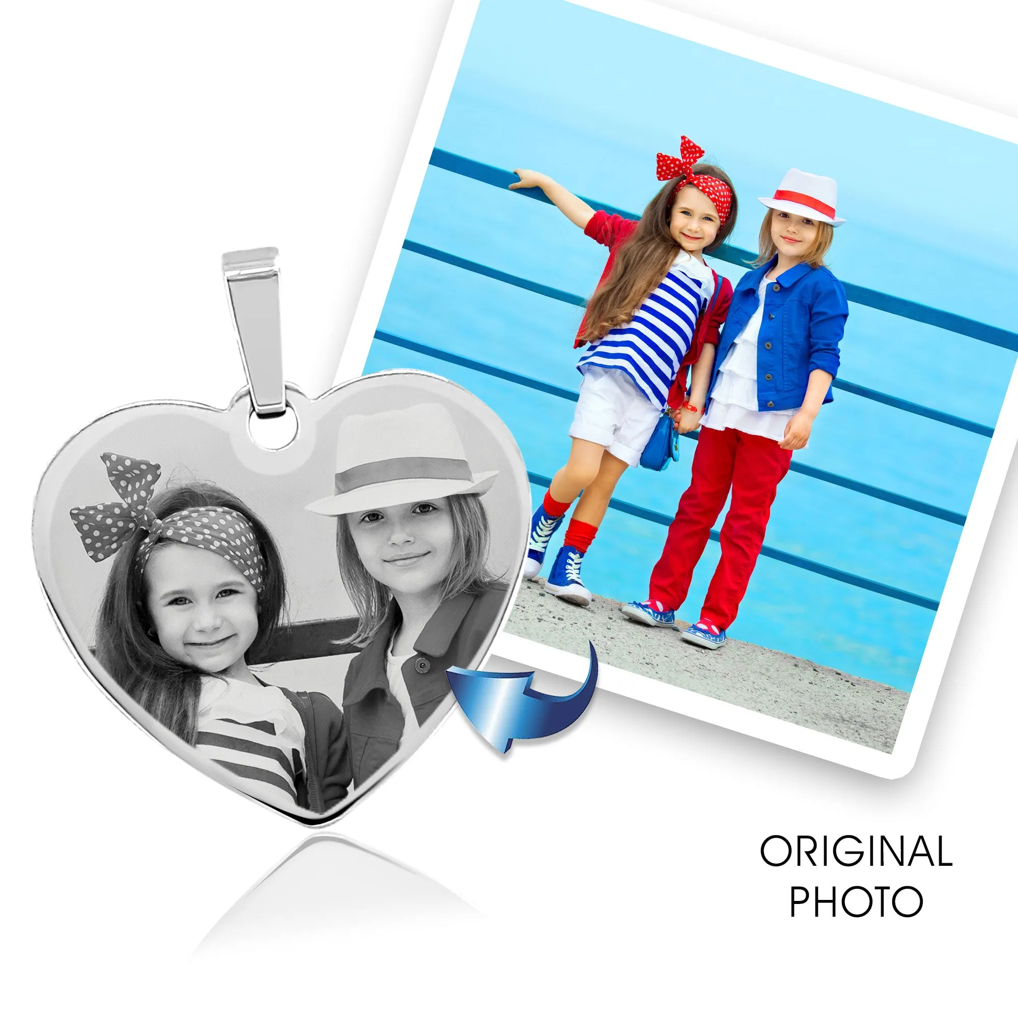 Small Heart Necklace - Photo Engraving