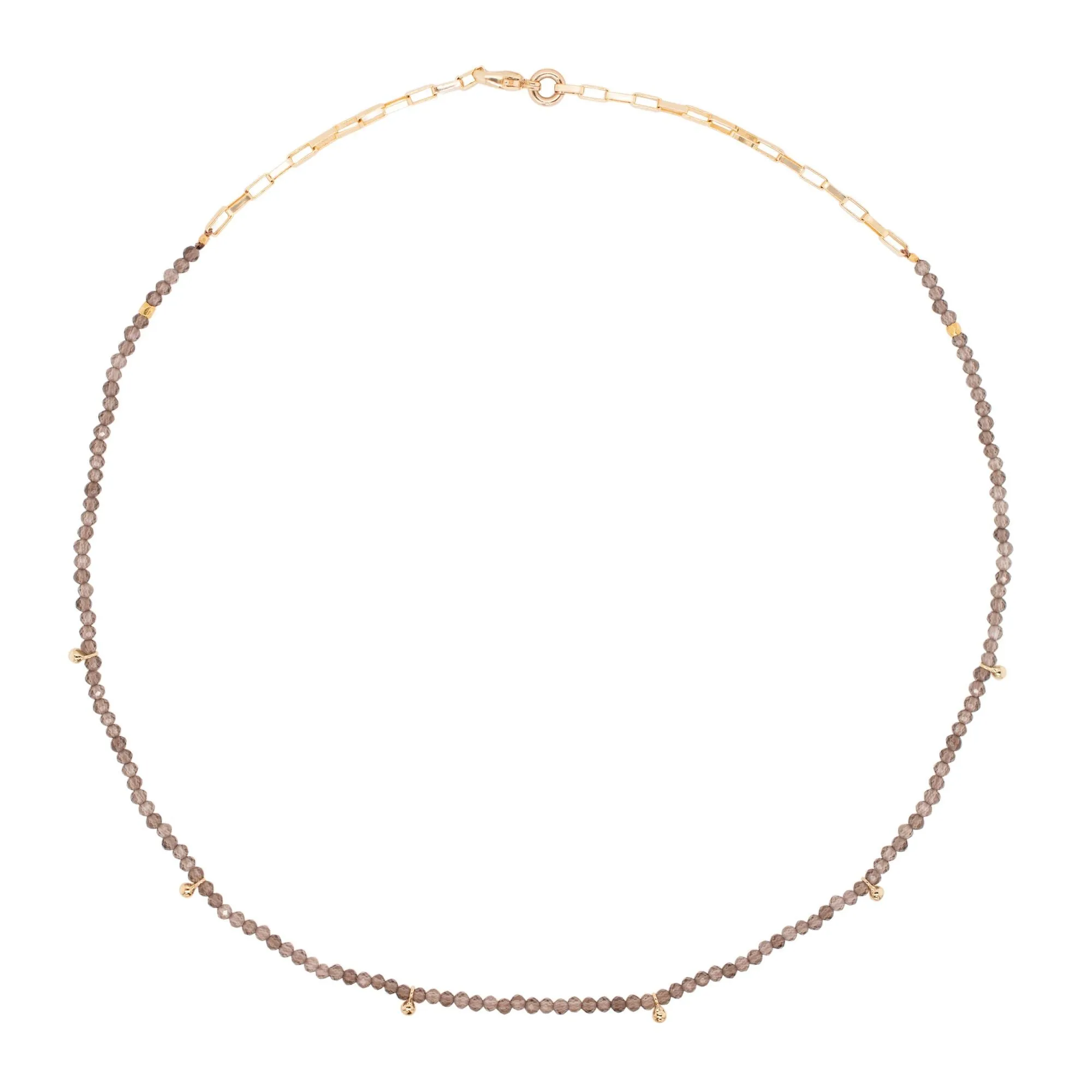 Smoky Gold Plated Necklace w. Quartz