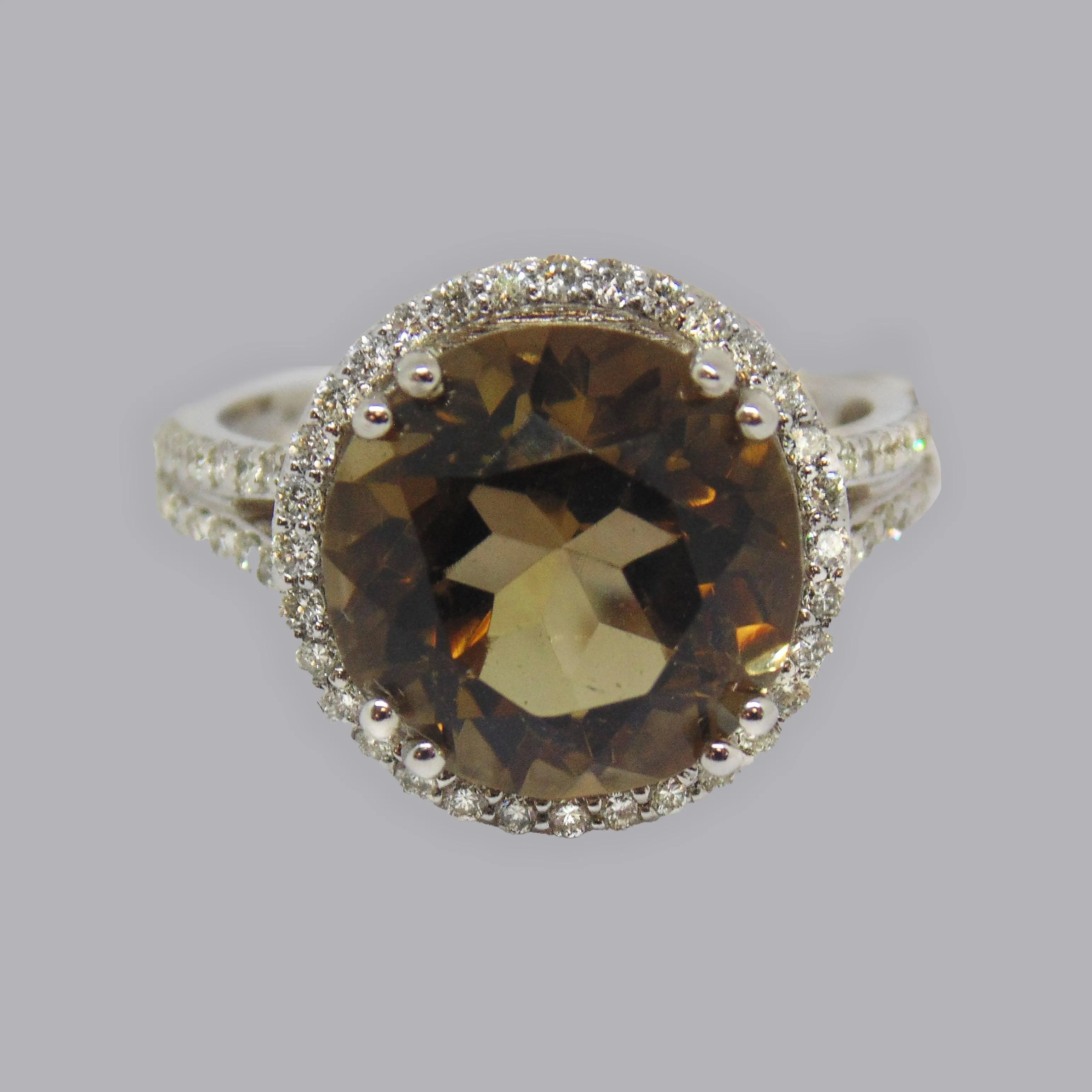 Smoky Topaz and Diamond Ring