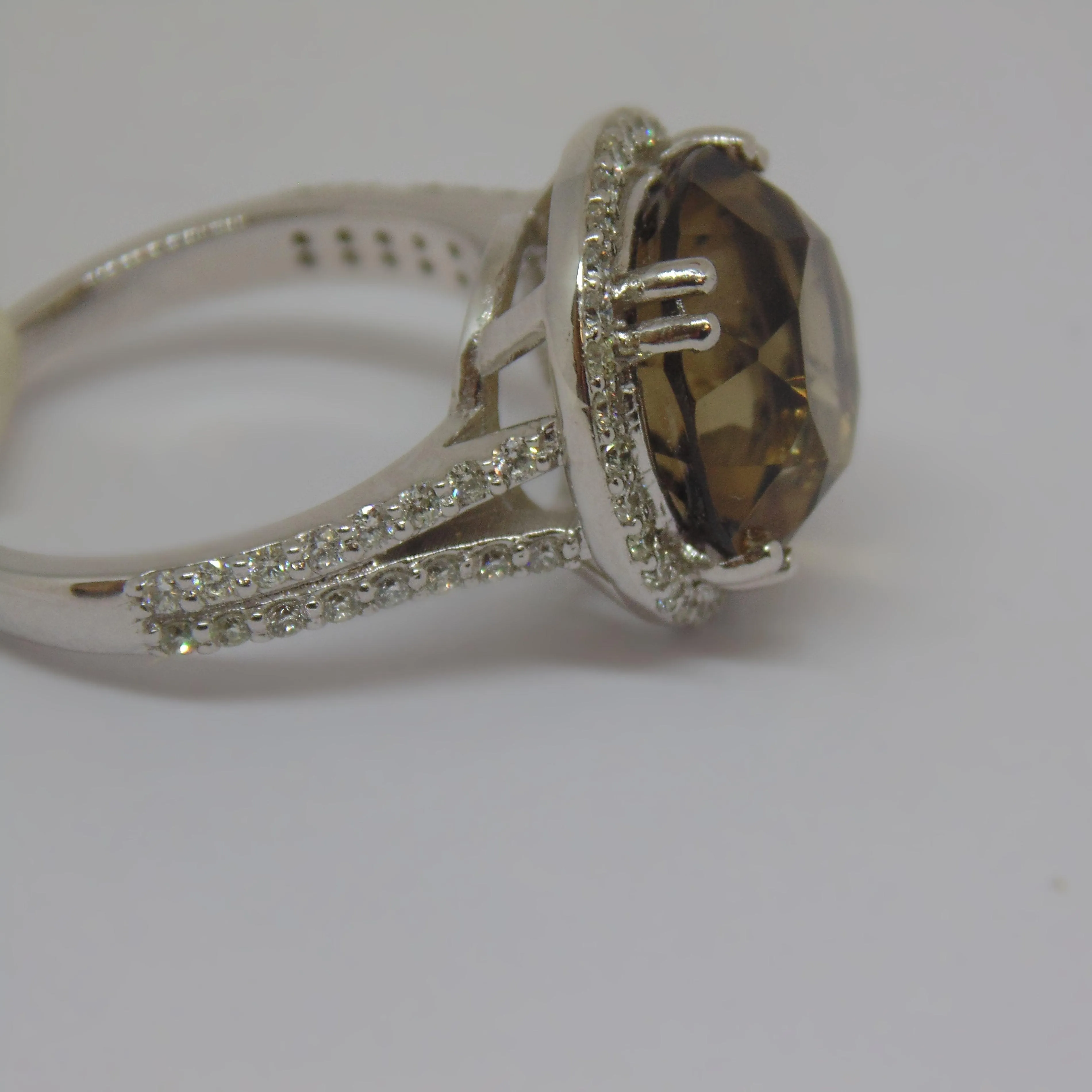 Smoky Topaz and Diamond Ring