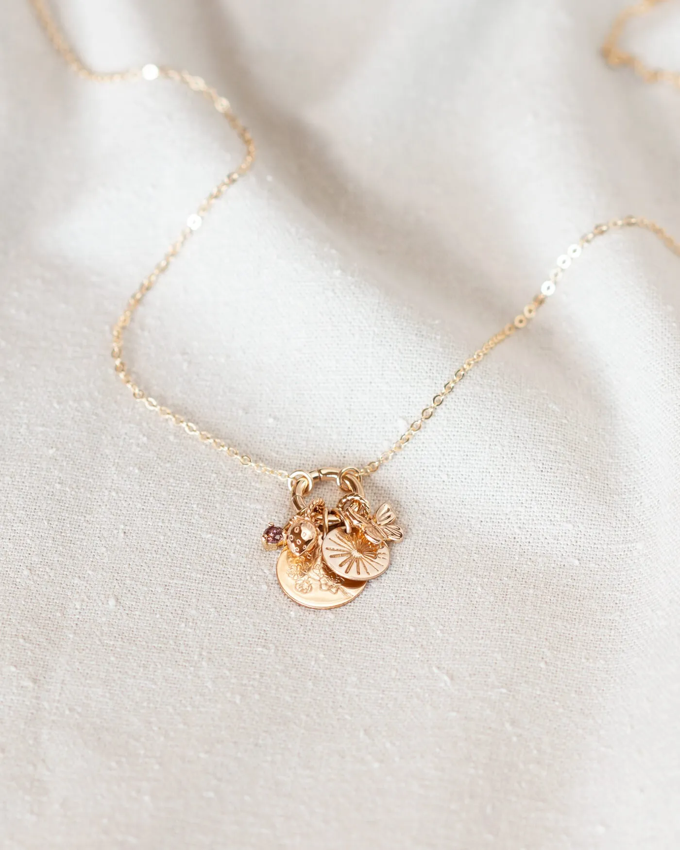 Solid Gold Charm Holder Necklace