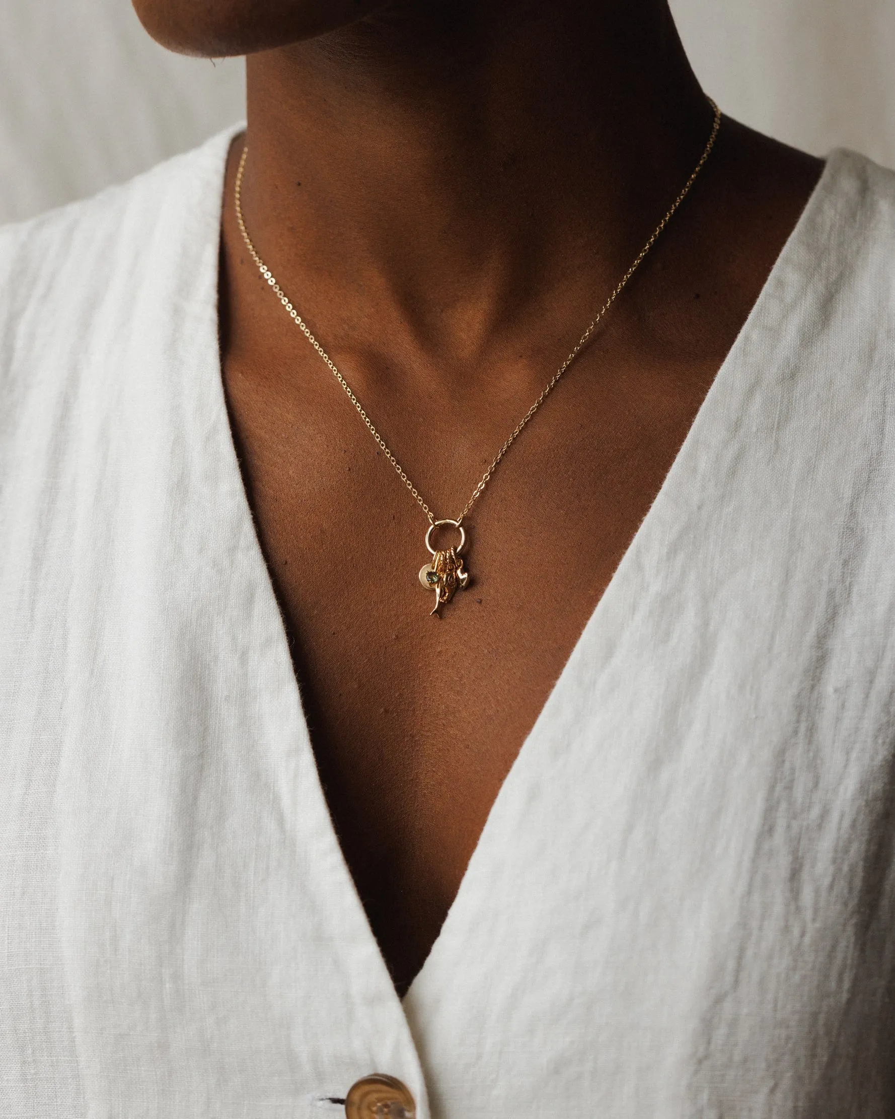 Solid Gold Charm Holder Necklace