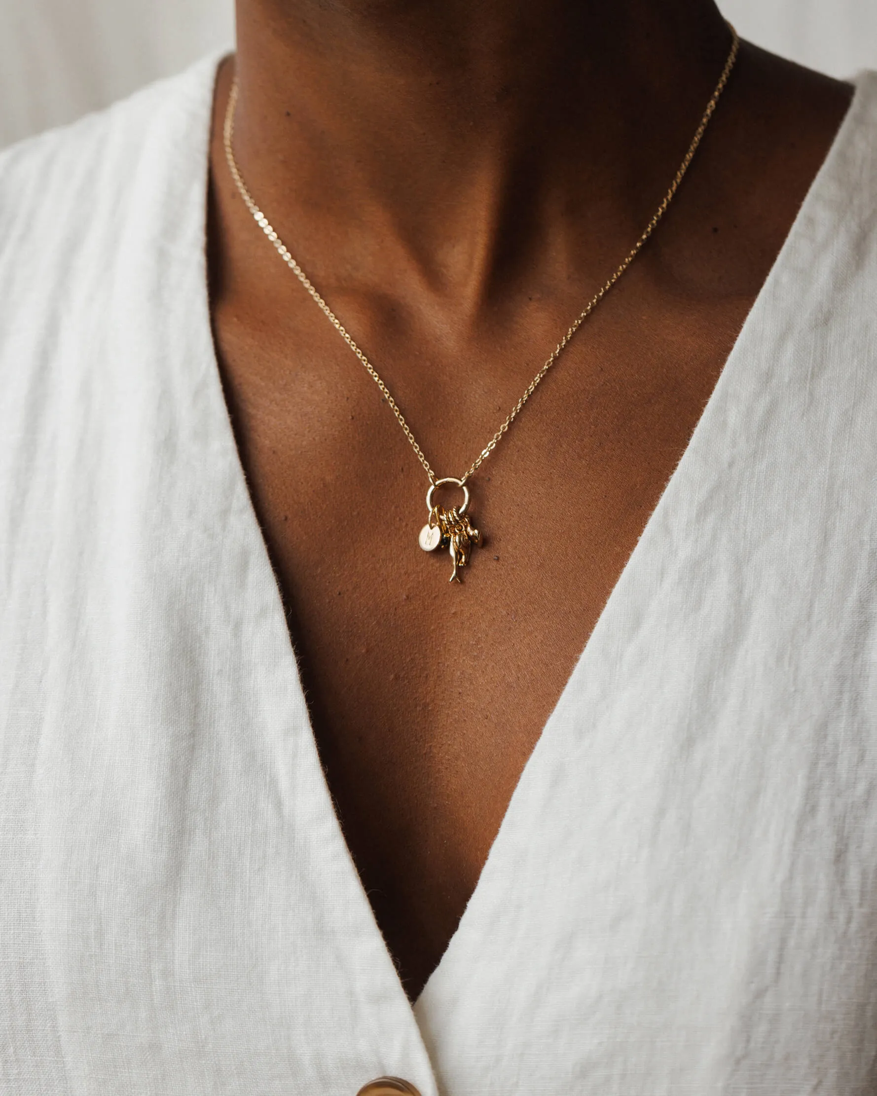 Solid Gold Charm Holder Necklace