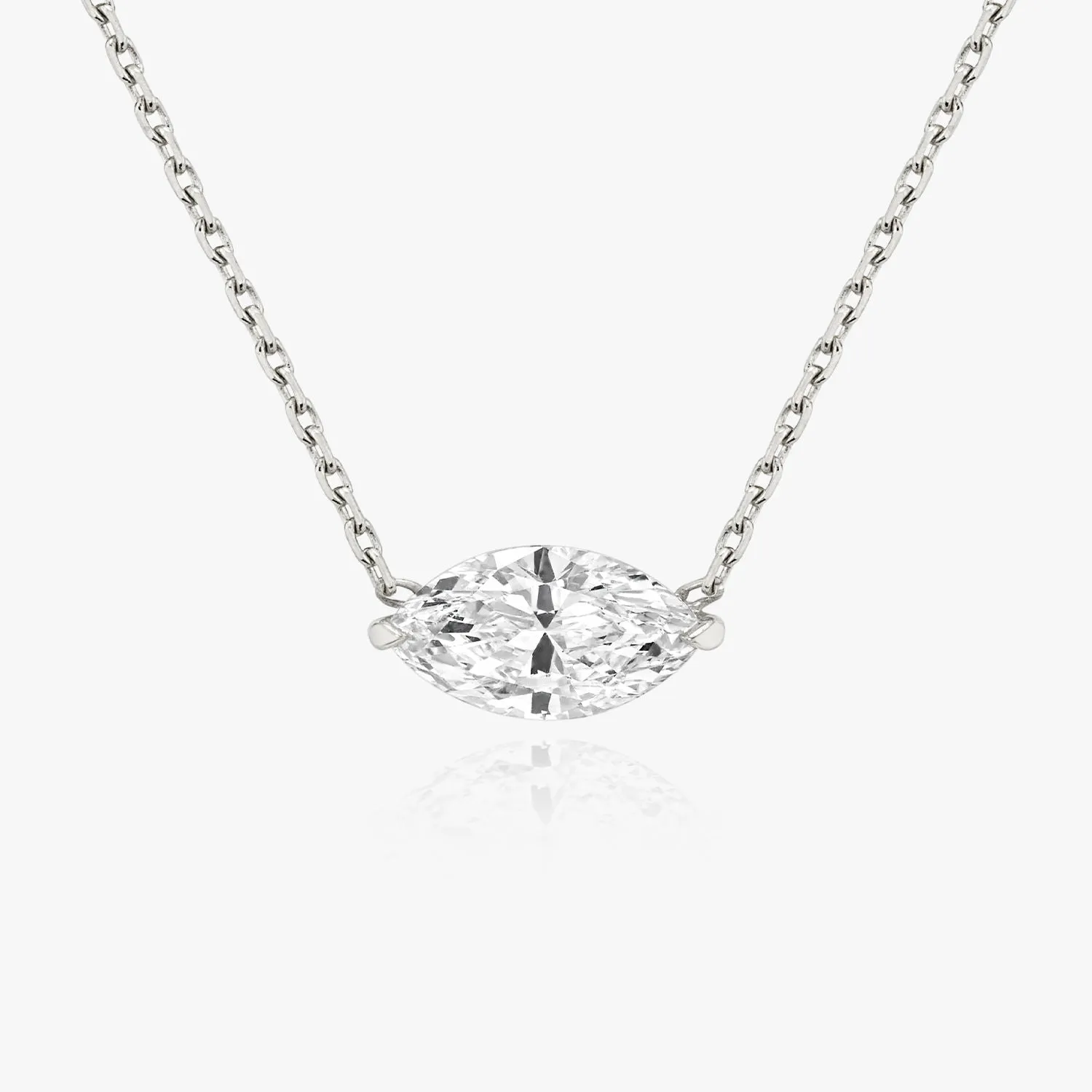 Solitaire Marquise 14K Rosegold Necklace w. Lab-Grown Diamond