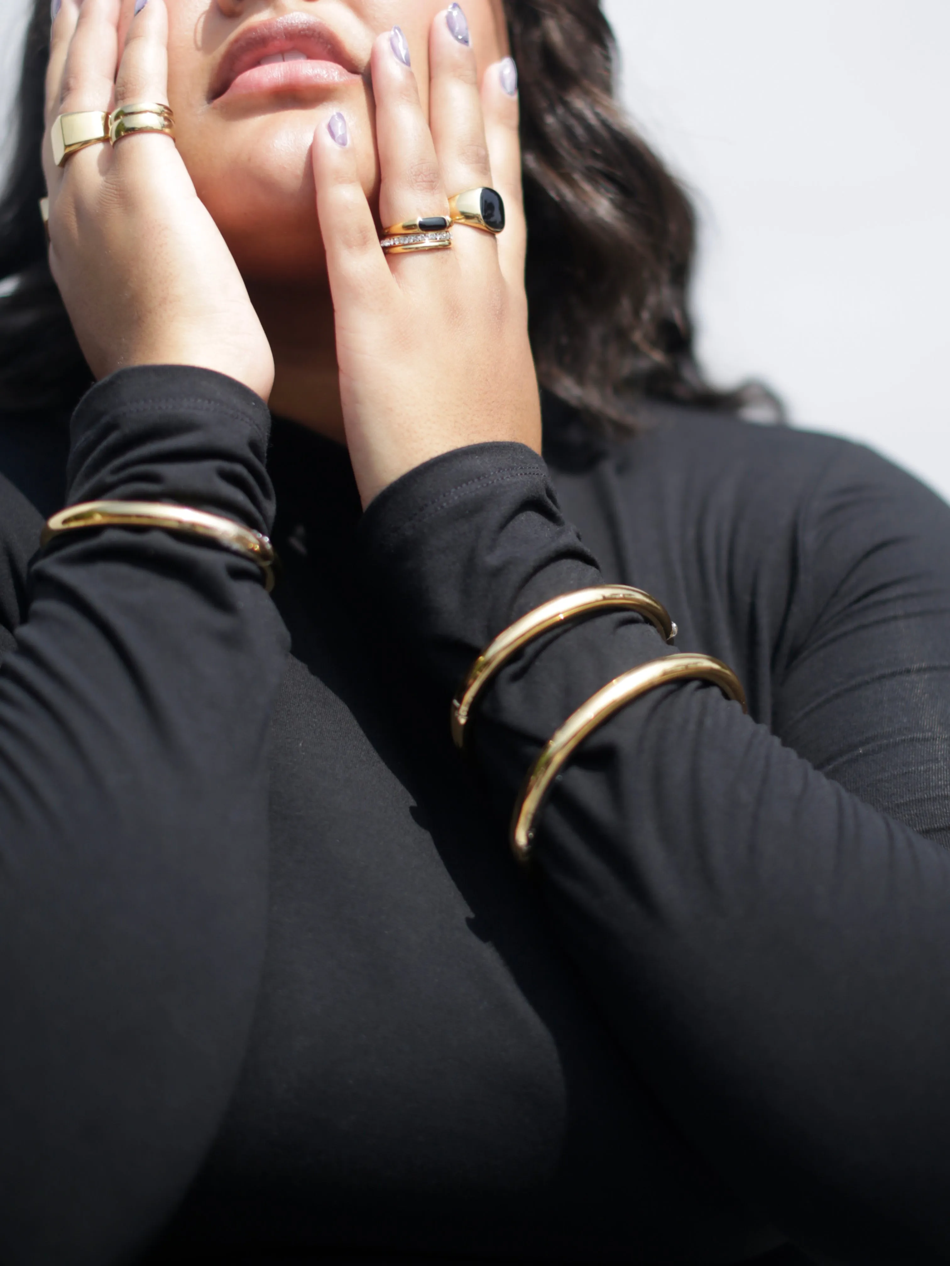 Square Signet Ring- Black / Gold