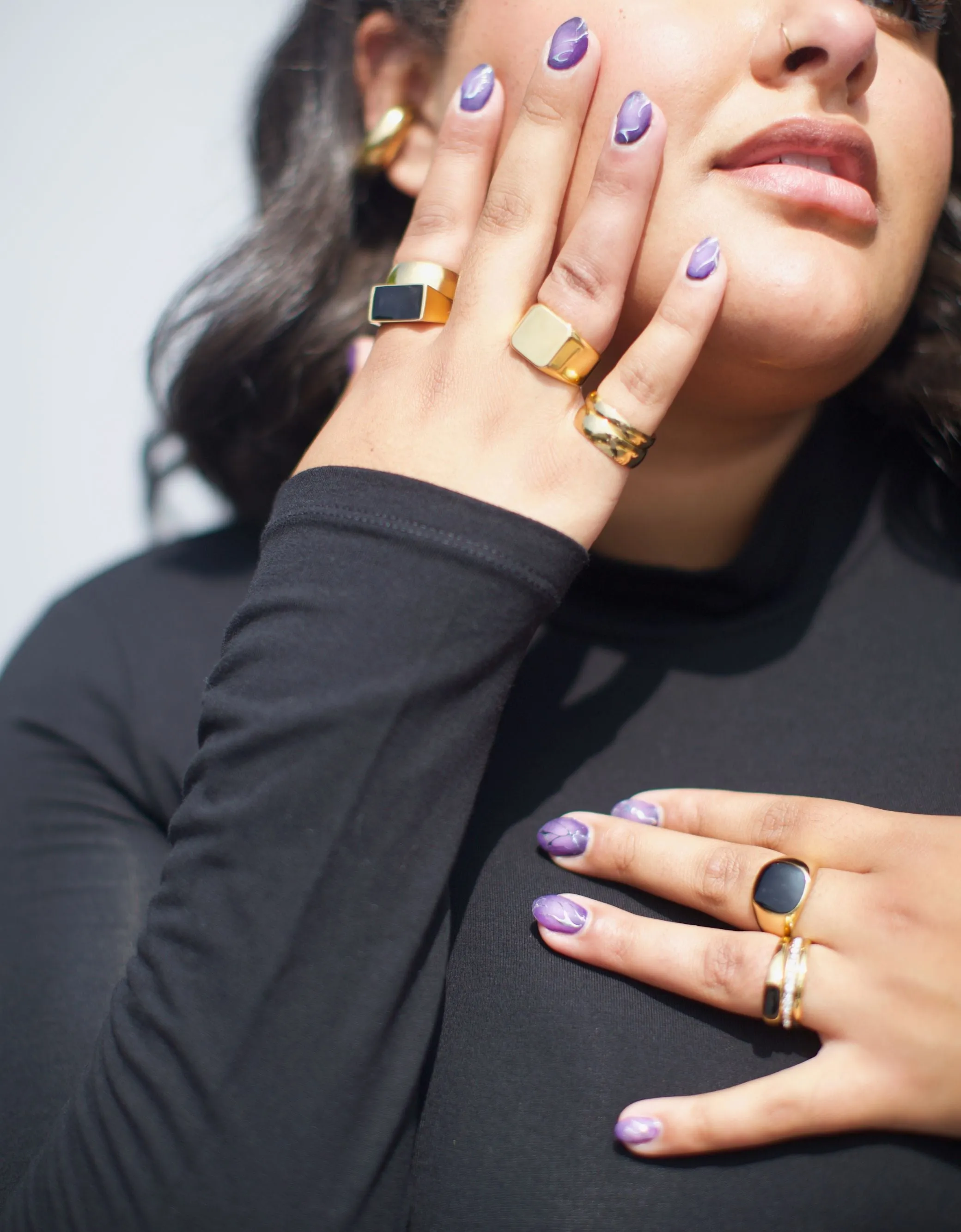 Square Signet Ring- Black / Gold