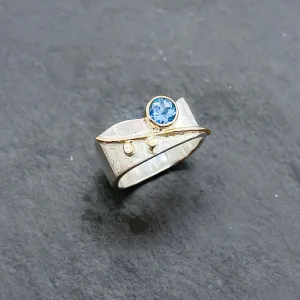 Square Stacking Blossom Ring with Colored Stones