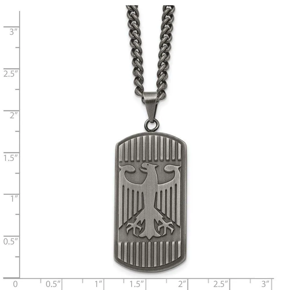 Stainless Steel Antiqued Brushed Eagle Necklace