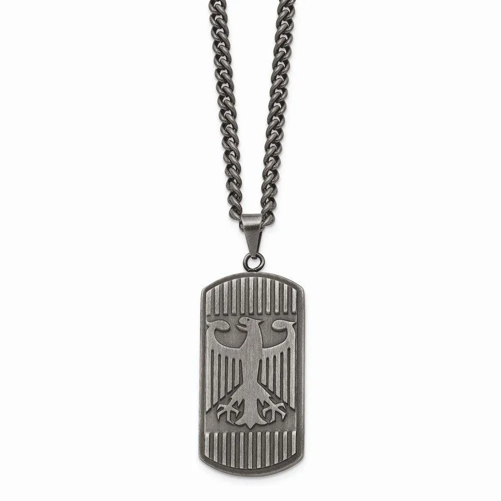Stainless Steel Antiqued Brushed Eagle Necklace