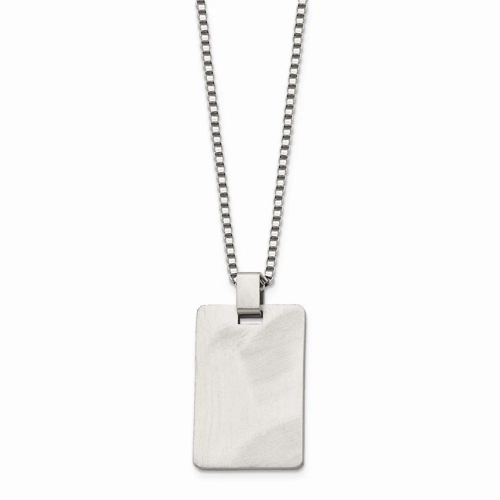 Stainless Steel Brushed and Scratch Finish Rectangle Necklace