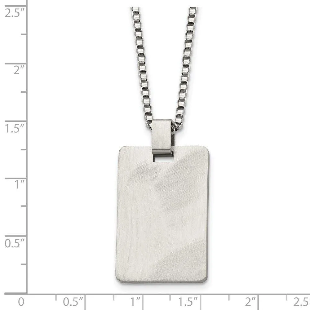 Stainless Steel Brushed and Scratch Finish Rectangle Necklace