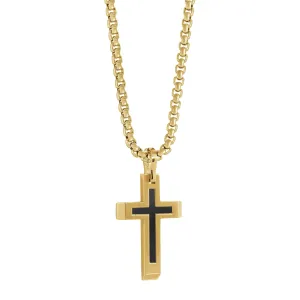 Stainless Steel Cross with Matte Black Center