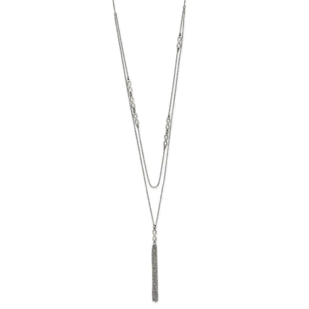 Stainless Steel Infinity Multi Strand w/2in. Ext. Necklace
