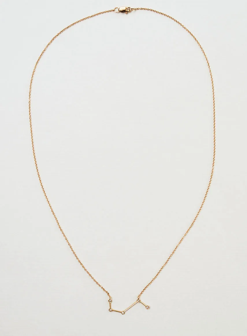 Star Sign Aries 18K Gold Necklace w. Diamond