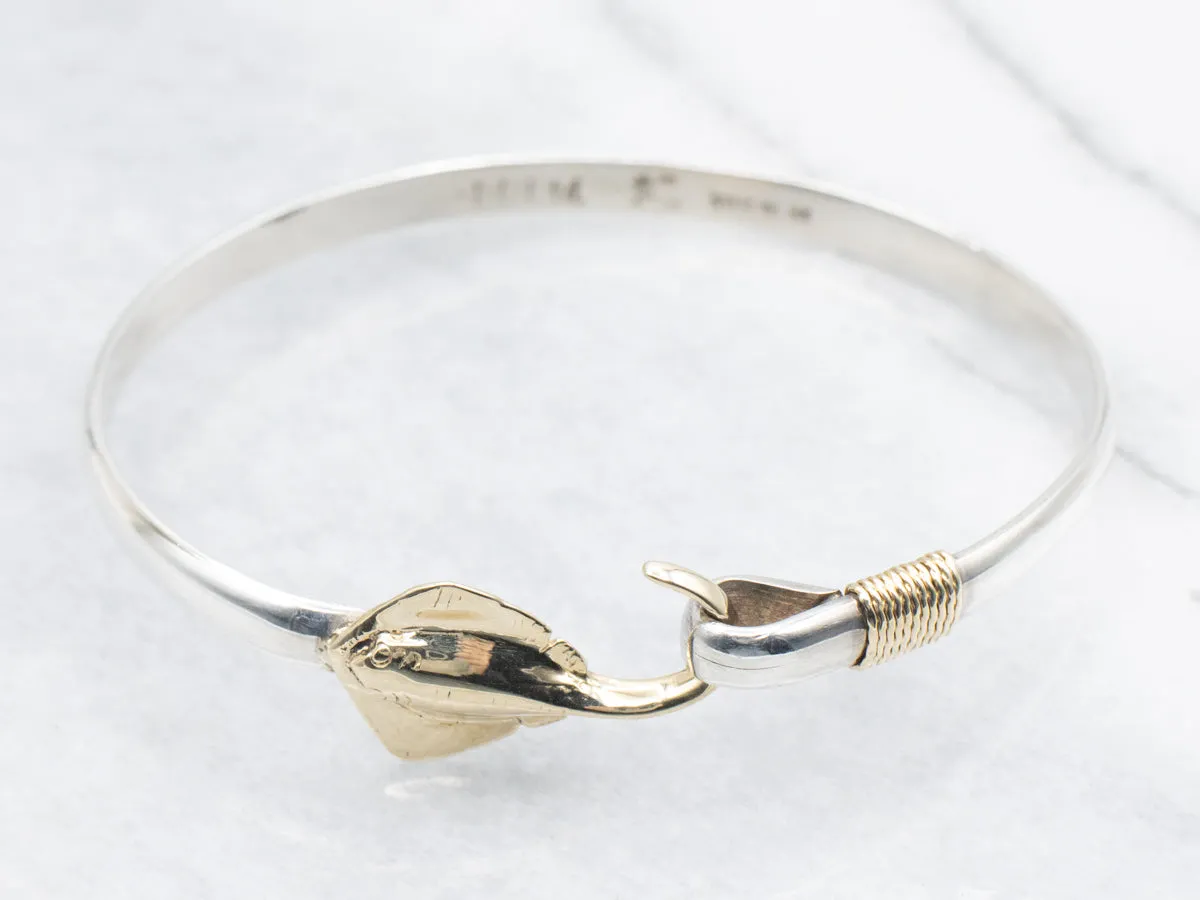 Sterling Silver and Gold Stingray Bangle Bracelet