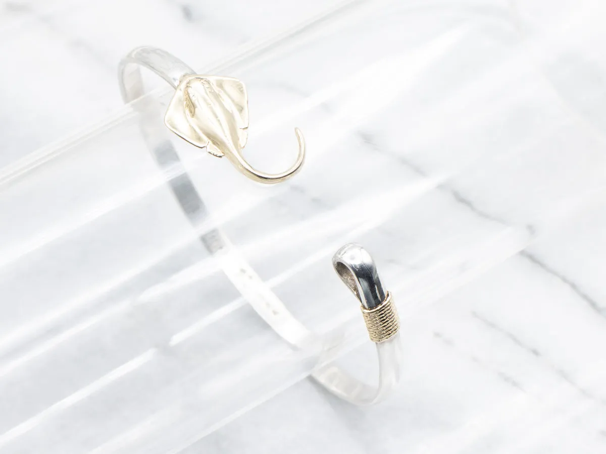 Sterling Silver and Gold Stingray Bangle Bracelet