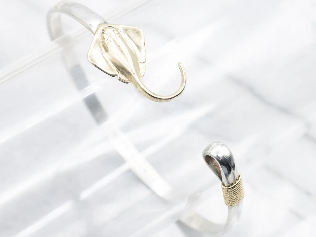 Sterling Silver and Gold Stingray Bangle Bracelet