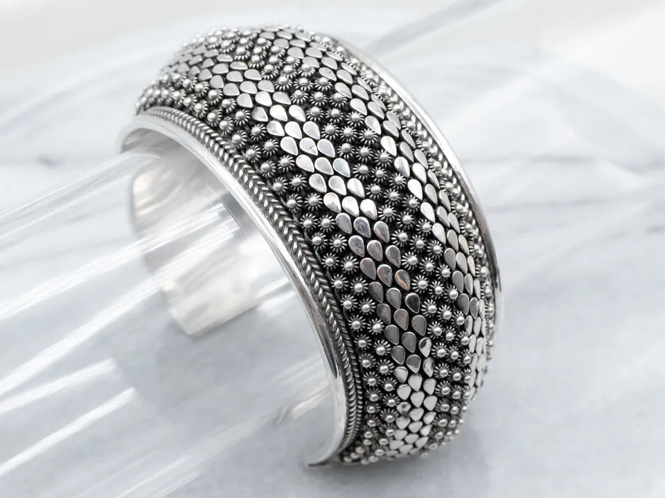 Sterling Silver Balinese Studded Cuff Bracelet