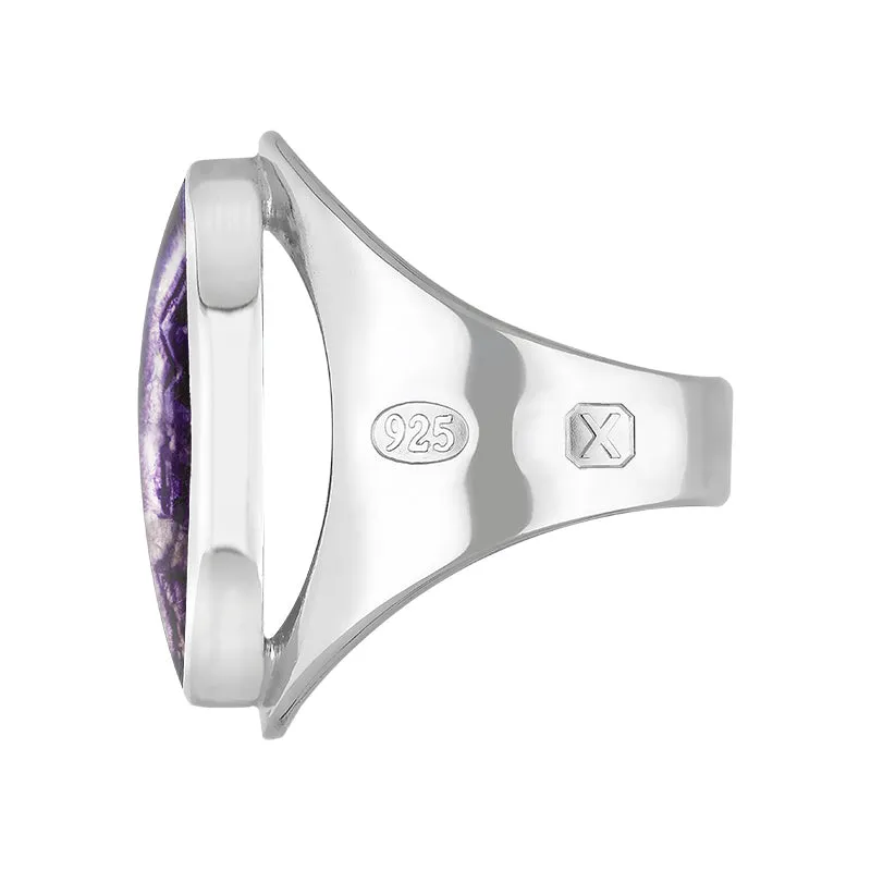 Sterling Silver Blue John Hallmark Medium Oval Ring