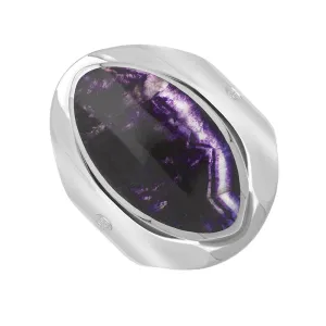 Sterling Silver Blue John Hallmark Medium Oval Ring