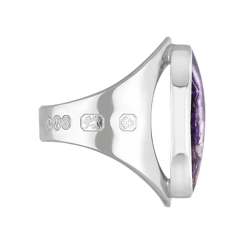 Sterling Silver Blue John Hallmark Medium Oval Ring