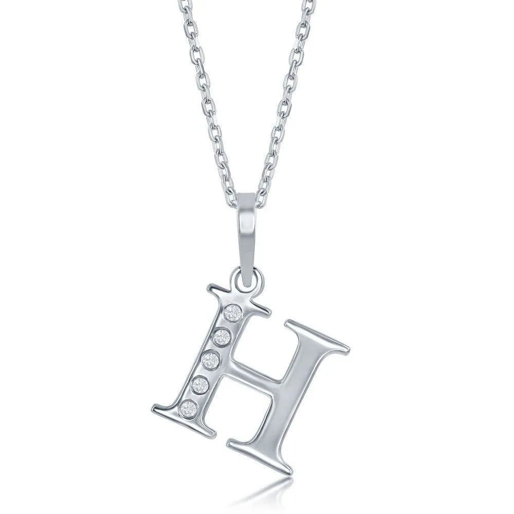 Sterling Silver Diamond "H" Initial Pendant Chain